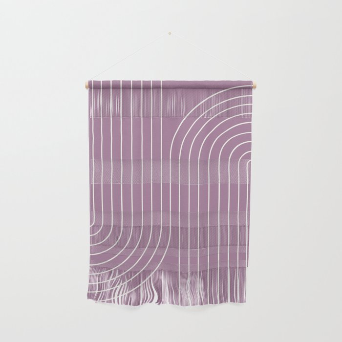 Minimal Line Curvature XXIV Lilac Purple Mid Century Modern Arch Abstract Wall Hanging Gallery Image 1