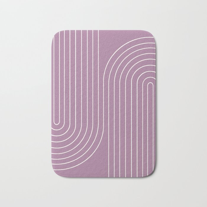 Minimal Line Curvature XXIV Lilac Purple Mid Century Modern Arch Abstract Bath Mat Gallery Image 1