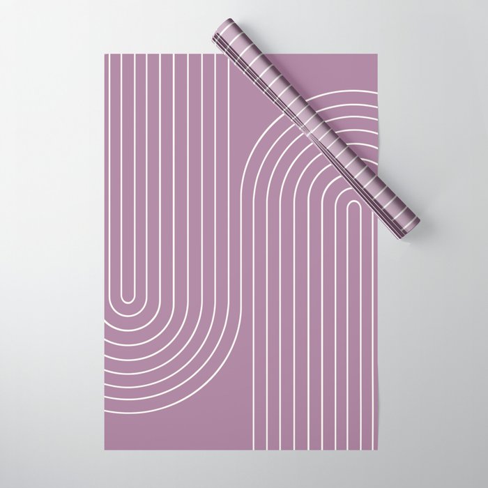 Minimal Line Curvature XXIV Lilac Purple Mid Century Modern Arch Abstract Wrapping Paper Gallery Image 1