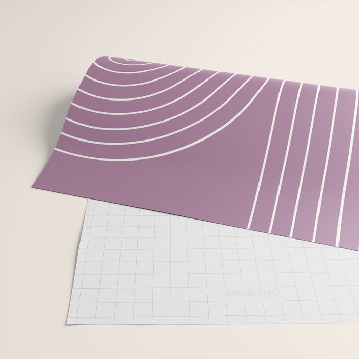 Minimal Line Curvature XXIV Lilac Purple Mid Century Modern Arch Abstract Wrapping Paper Gallery Image 2
