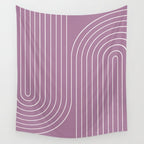 Minimal Line Curvature XXIV Lilac Purple Mid Century Modern Arch Abstract Wall Tapestry Gallery Image 4