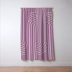 Minimal Line Curvature XXIV Lilac Purple Mid Century Modern Arch Abstract Window Curtain Gallery Image 3