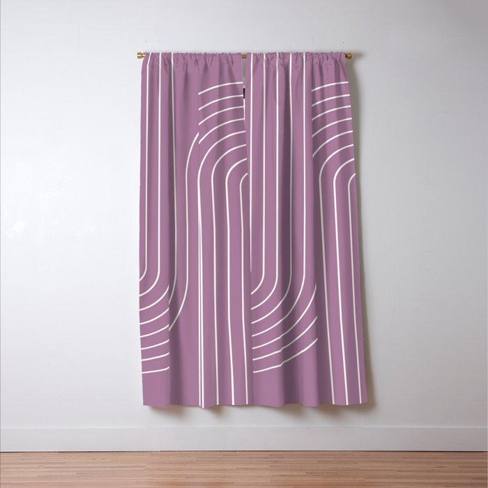 Minimal Line Curvature XXIV Lilac Purple Mid Century Modern Arch Abstract Window Curtain Gallery Image 3