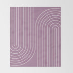 Minimal Line Curvature XXIV Lilac Purple Mid Century Modern Arch Abstract Throw Blanket Gallery Image 2