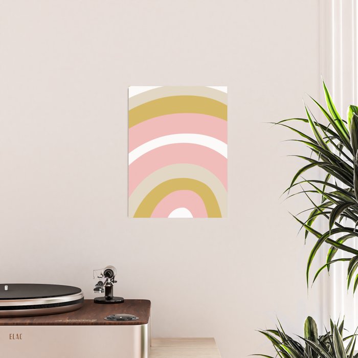 Splendid Rainbow in Golden Mustard Yellow, Pink, Taupe, and White Poster Gallery Image 2