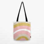 Splendid Rainbow in Golden Mustard Yellow, Pink, Taupe, and White Tote Bag Gallery Image 2