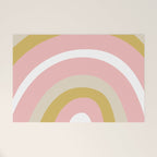 Splendid Rainbow in Golden Mustard Yellow, Pink, Taupe, and White Welcome Mat Gallery Image 1
