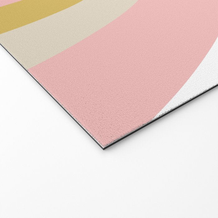 Splendid Rainbow in Golden Mustard Yellow, Pink, Taupe, and White Welcome Mat Gallery Image 2