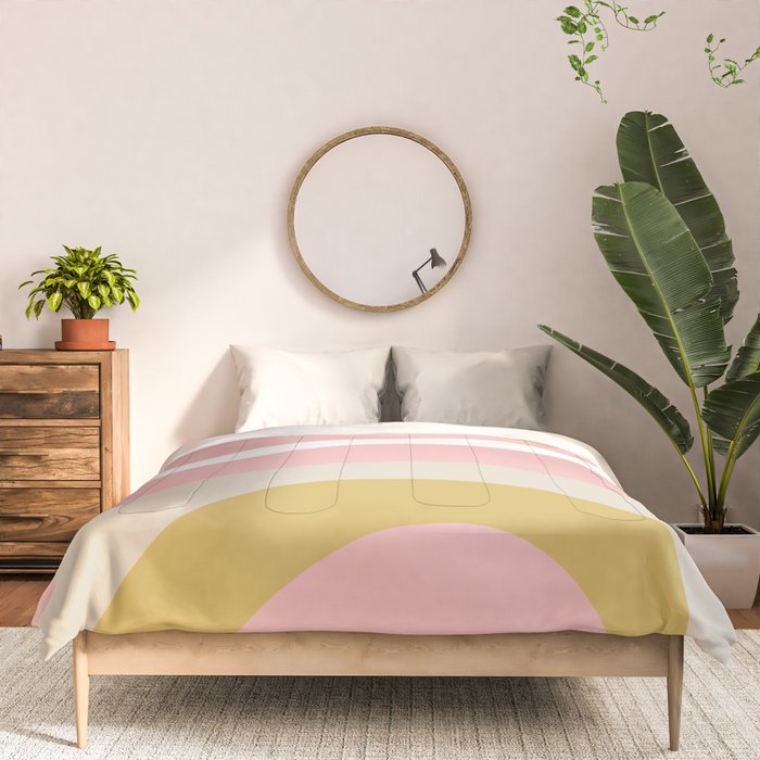Splendid Rainbow in Golden Mustard Yellow, Pink, Taupe, and White Comforter Gallery Image 3