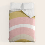 Splendid Rainbow in Golden Mustard Yellow, Pink, Taupe, and White Comforter Gallery Image 6