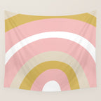 Splendid Rainbow in Golden Mustard Yellow, Pink, Taupe, and White Wall Tapestry Gallery Image 4