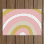 Splendid Rainbow in Golden Mustard Yellow, Pink, Taupe, and White Outdoor Rug Gallery Image 1