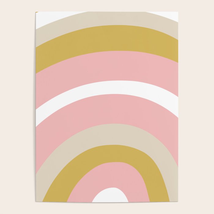 Splendid Rainbow in Golden Mustard Yellow, Pink, Taupe, and White Poster Gallery Image 4