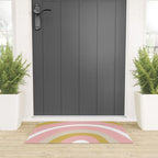 Splendid Rainbow in Golden Mustard Yellow, Pink, Taupe, and White Welcome Mat Gallery Image 3
