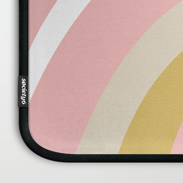 Splendid Rainbow in Golden Mustard Yellow, Pink, Taupe, and White Laptop Sleeve Gallery Image 3