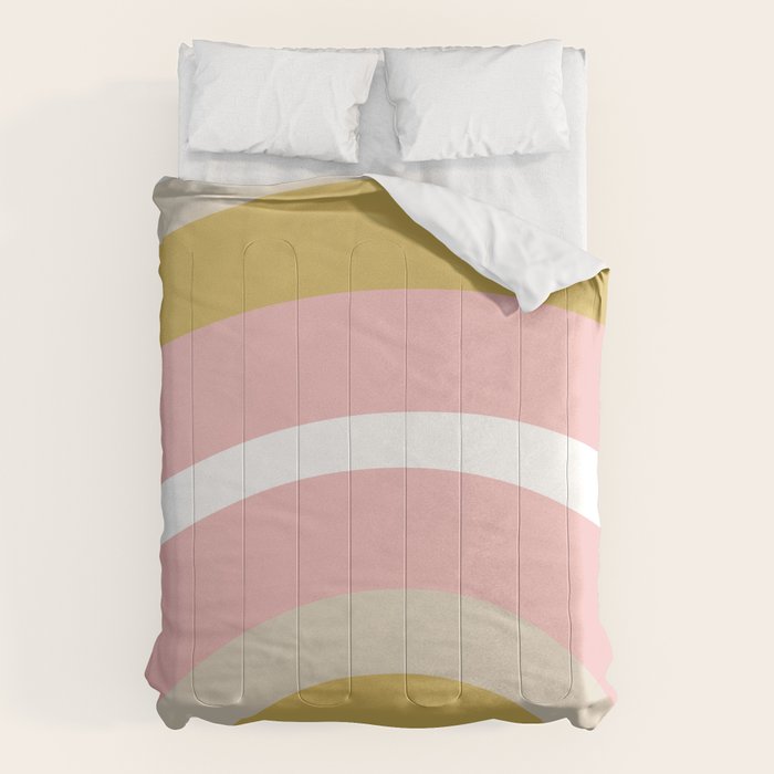 Splendid Rainbow in Golden Mustard Yellow, Pink, Taupe, and White Comforter Gallery Image 1
