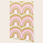 Splendid Rainbow in Golden Mustard Yellow, Pink, Taupe, and White Wallpaper Gallery Image 2