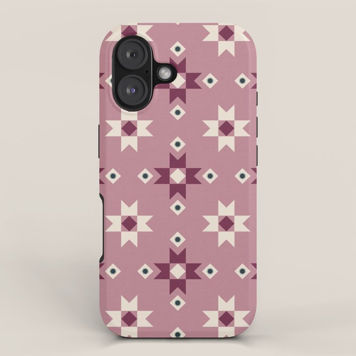 Modern quilt - berry iPhone Case Gallery Image 1