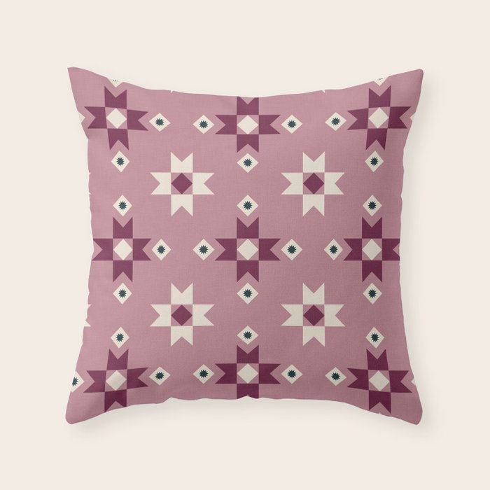 Modern quilt - berry Throw Pillow Gallery Image 6