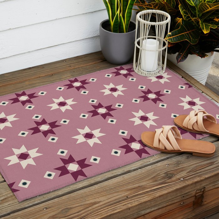 Modern quilt - berry Outdoor Rug Gallery Image 2