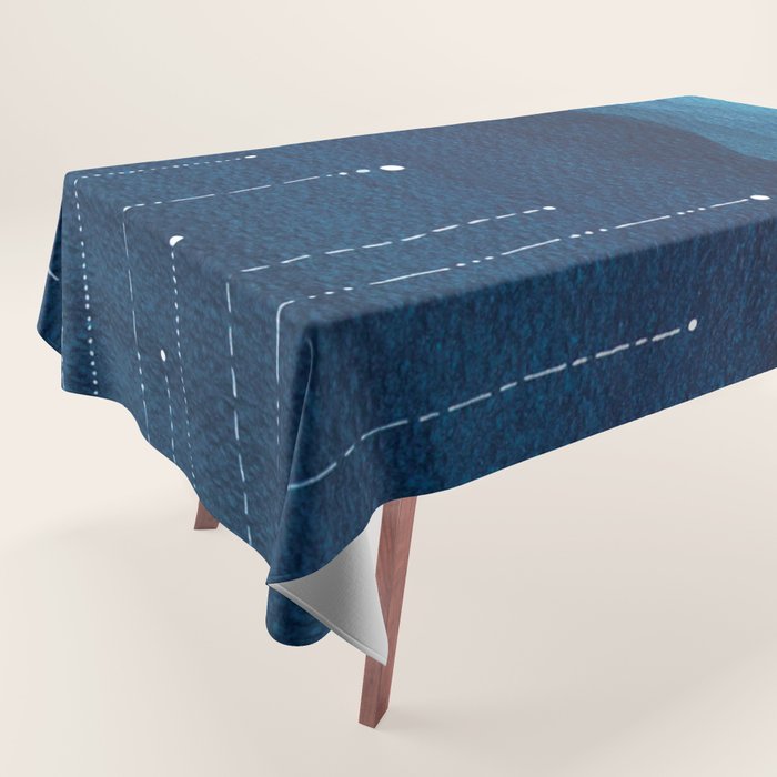 Falling stars, blue, sailboat, ocean Tablecloth Gallery Image 1