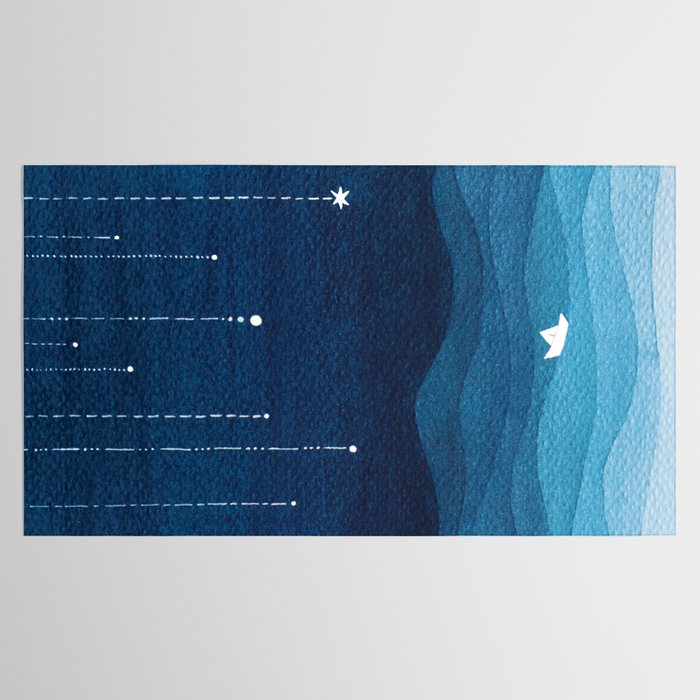 Falling stars, blue, sailboat, ocean Tablecloth Gallery Image 2