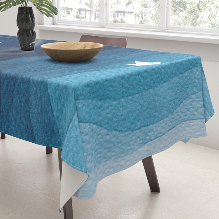 Falling stars, blue, sailboat, ocean Tablecloth Gallery Image 3