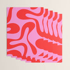 Retro Modern Soft Curves Abstract Pattern in Preppy Pink and Red Wrapping Paper Gallery Image 3