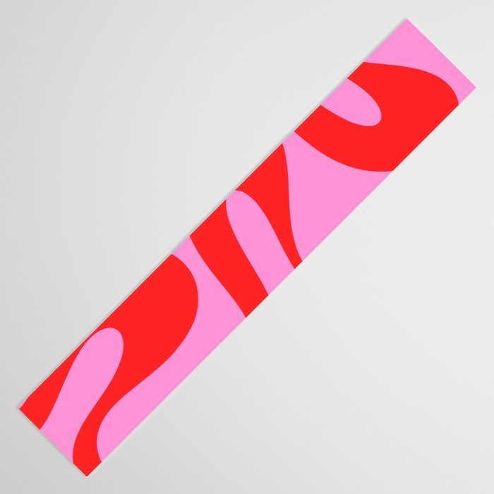 Retro Modern Soft Curves Abstract Pattern in Preppy Pink and Red Table Runner Gallery Image 3