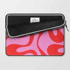Retro Modern Soft Curves Abstract Pattern in Preppy Pink and Red Laptop Sleeve Gallery Image 2