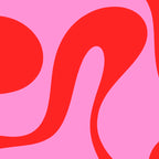Retro Modern Soft Curves Abstract Pattern in Preppy Pink and Red Coffee Mug Gallery Image 2