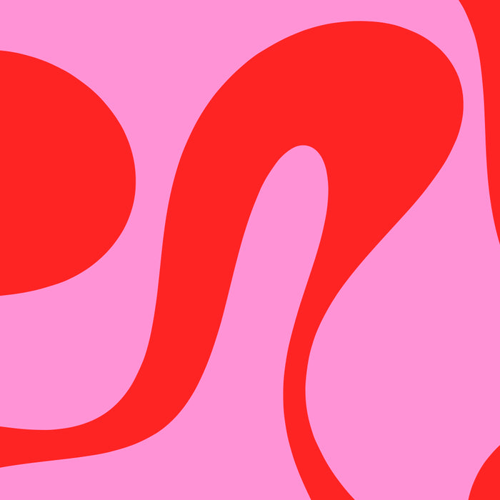 Retro Modern Soft Curves Abstract Pattern in Preppy Pink and Red Coffee Mug Gallery Image 2