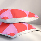 Retro Modern Soft Curves Abstract Pattern in Preppy Pink and Red Pillow Sham Gallery Image 3