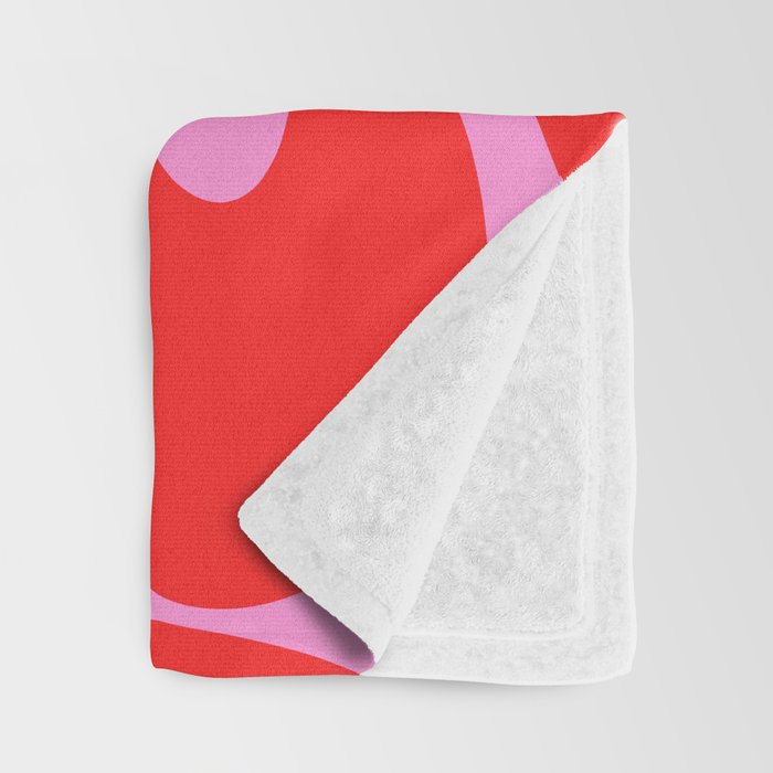 Retro Modern Soft Curves Abstract Pattern in Preppy Pink and Red Throw Blanket Gallery Image 3