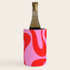 Retro Modern Soft Curves Abstract Pattern in Preppy Pink and Red Wine Chiller Gallery Image 3