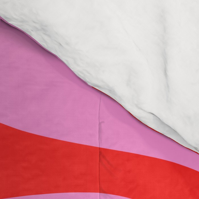 Retro Modern Soft Curves Abstract Pattern in Preppy Pink and Red Comforter Gallery Image 4