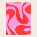 Retro Modern Soft Curves Abstract Pattern in Preppy Pink and Red Notebook Gallery Image 4