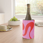 Retro Modern Soft Curves Abstract Pattern in Preppy Pink and Red Wine Chiller Gallery Image 4