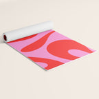 Retro Modern Soft Curves Abstract Pattern in Preppy Pink and Red Yoga Mat Gallery Image 2