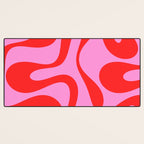 Retro Modern Soft Curves Abstract Pattern in Preppy Pink and Red Desk Mat Gallery Image 3