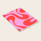 Retro Modern Soft Curves Abstract Pattern in Preppy Pink and Red Notebook Gallery Image 2