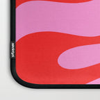 Retro Modern Soft Curves Abstract Pattern in Preppy Pink and Red Laptop Sleeve Gallery Image 3