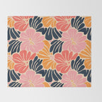Abstract vintage flower art pattern Throw Blanket Gallery Image 2