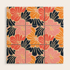 Abstract vintage flower art pattern Wood Wall Art Gallery Image 1