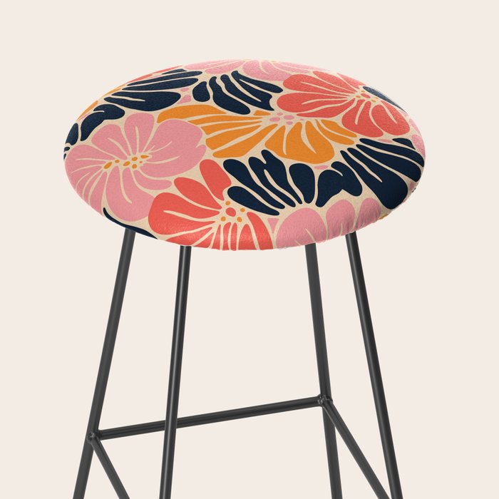 Abstract vintage flower art pattern Stool Gallery Image 2