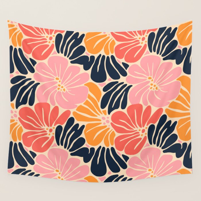 Abstract vintage flower art pattern Wall Tapestry Gallery Image 4