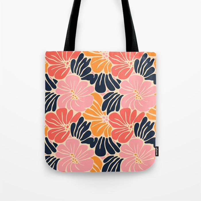 Abstract vintage flower art pattern Tote Bag Gallery Image 1