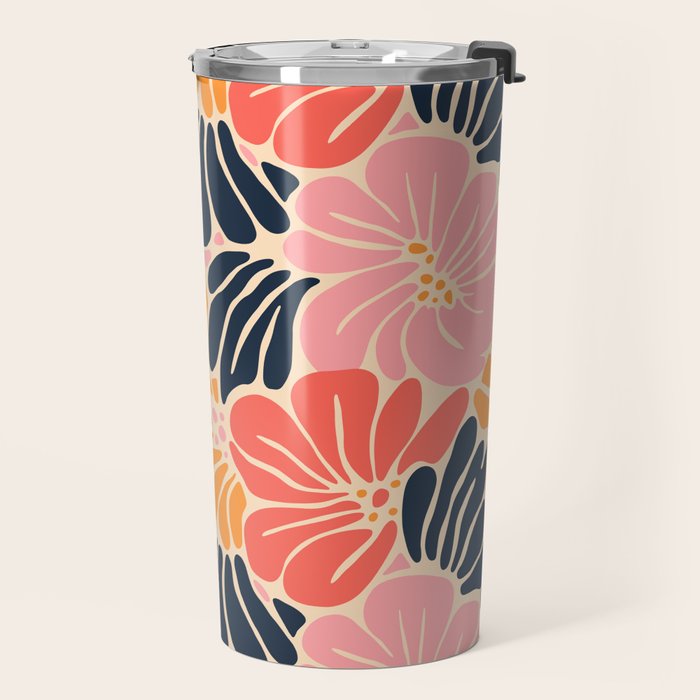Abstract vintage flower art pattern Travel Mug Gallery Image 2