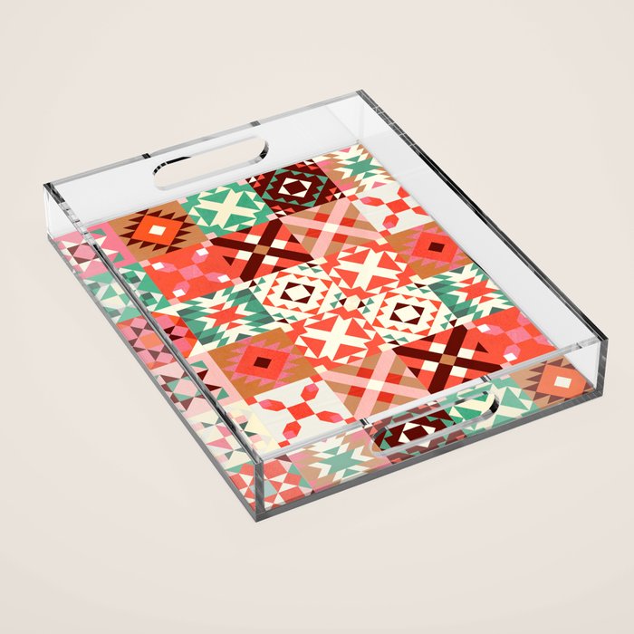 Winter Quilt Pattern no4 Acrylic Tray Gallery Image 1