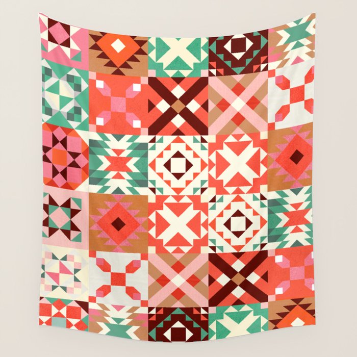 Winter Quilt Pattern no4 Wall Tapestry Gallery Image 4